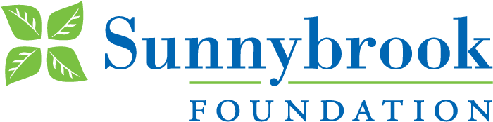 Sunnybrook Foundation logo with a four-leaf green icon and blue wordmark underlined in green.